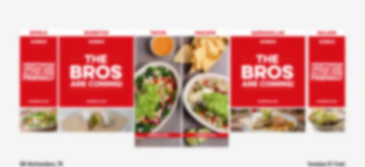 Stored master artwork proof sheet for a restaurant window decal set, shown deliberately blurred, held on file by Smiles and Signs in Murfreesboro, Tennessee