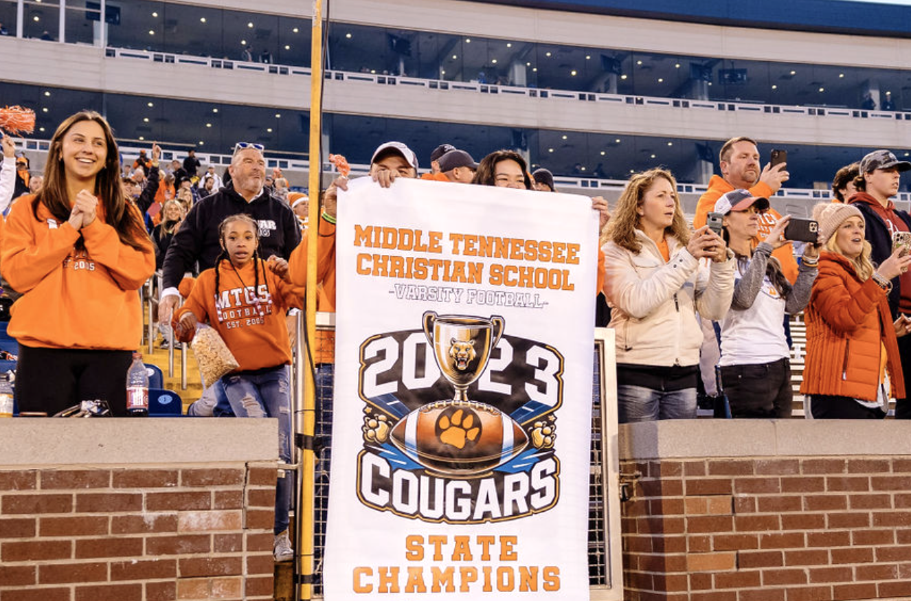 Custom color banner Murfreesboro TN to catch TV news coverage professional signage