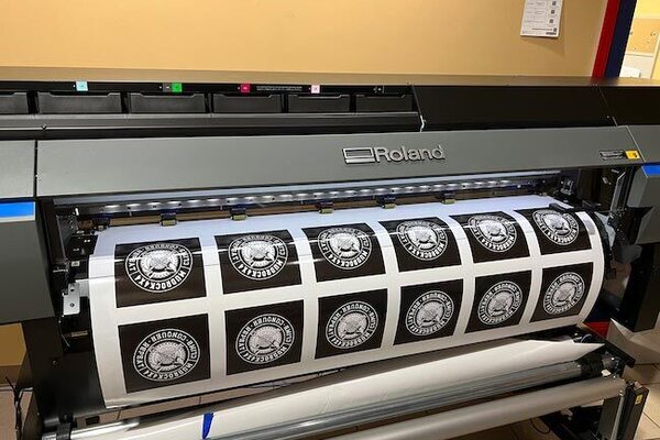 Custom sticker sheet printing on the Roland printer in Murfreesboro